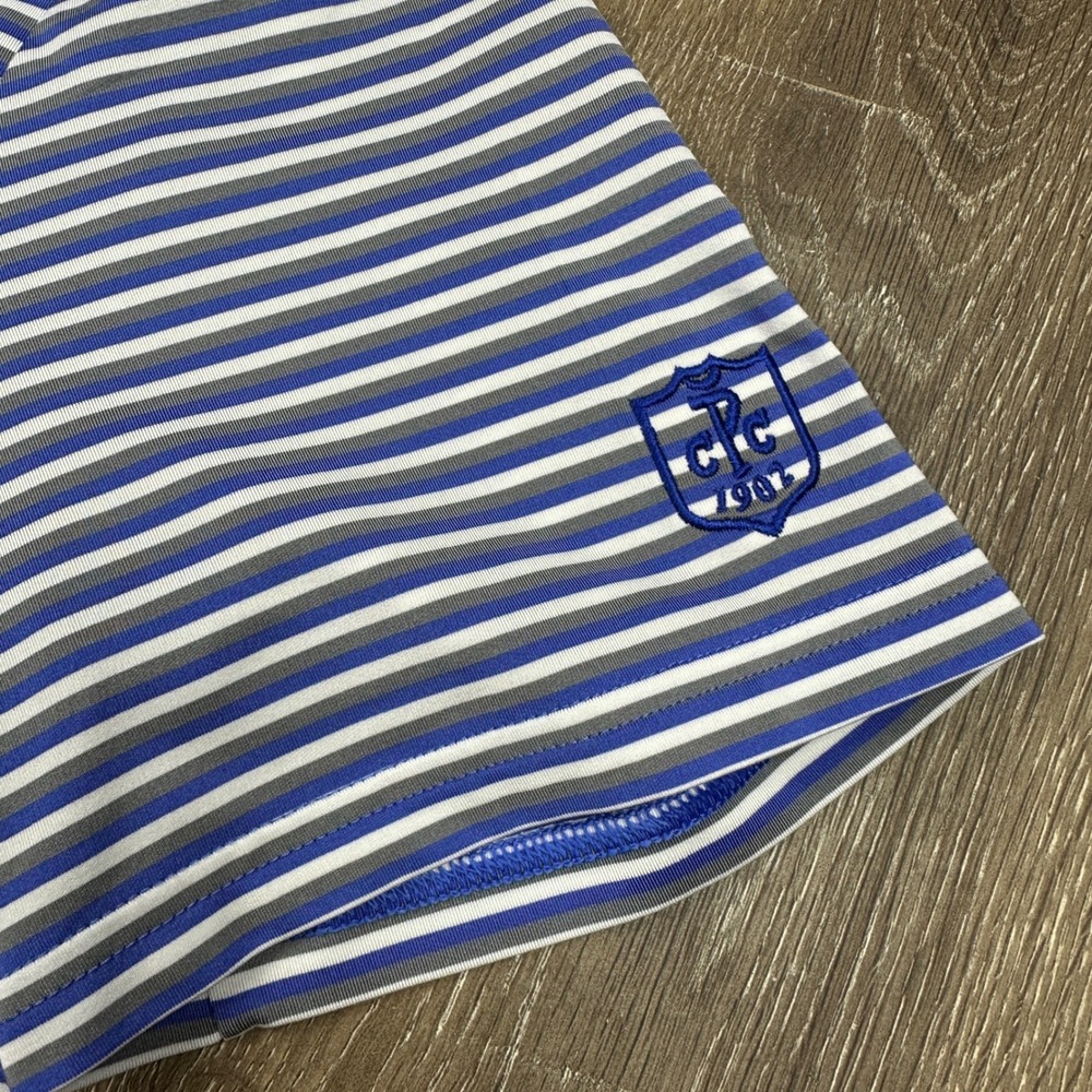 RLX Ralph Lauren Mens Striped Golf Polo Shirt Blue White Grey Size Medium Pocket - Picture 5 of 8